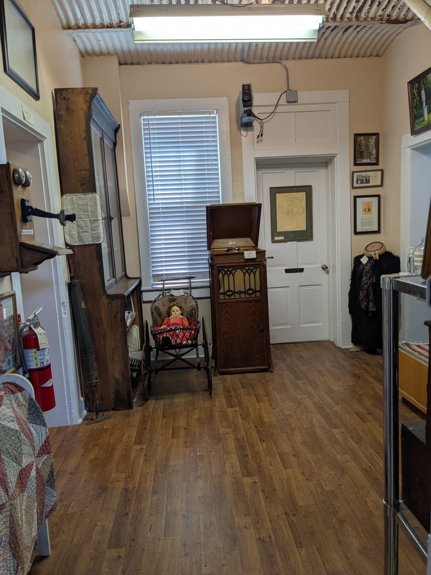 Museum room with period artifacts